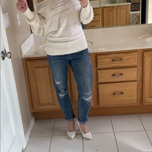 Distressed relaxed fit girlfriend fit jeans